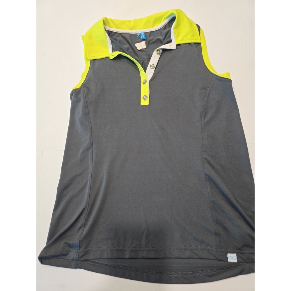 GG Blue Sleeveless Golf‎ Polo Shirt Womens  Gray Neon Green Lightweight Stretch